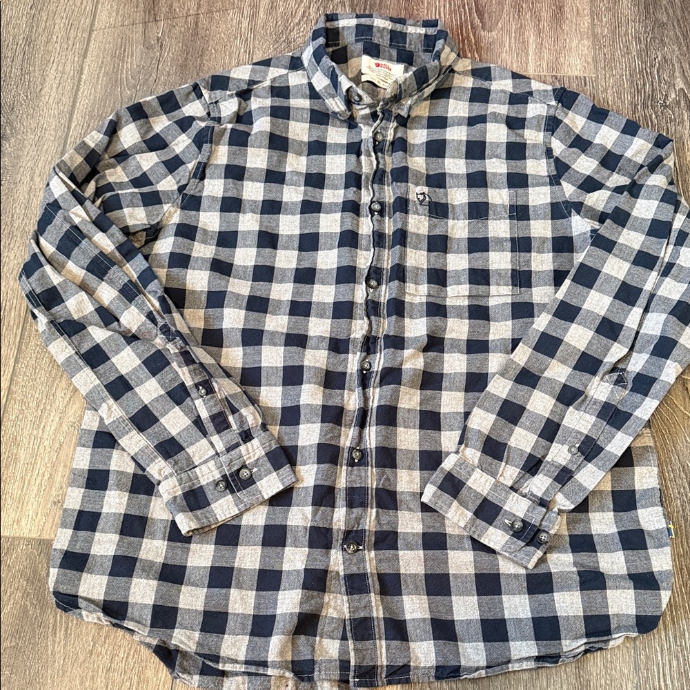 Fjallraven Navy and White Checkered Shirt